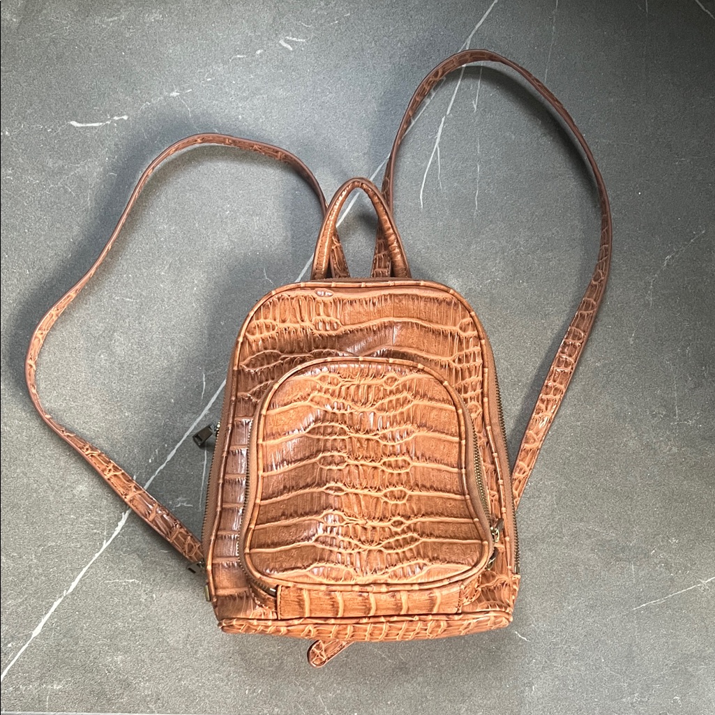 Brown CrocodileEmbossed Backpack